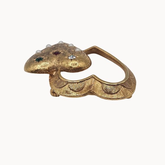 EMMONS Brooch VTG Gold Tone Heart Love Romance Retro Womens Gift Fashion Jewelry - Picture 8 of 12